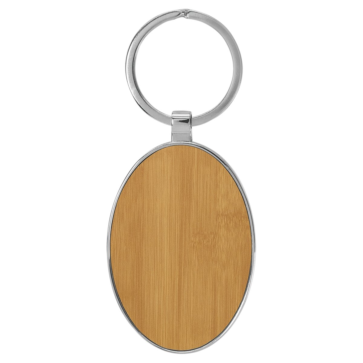 Oval Laserable Leatherette/Metal Bamboo Keychain 3" x 1.75" - Inkfinitee Sublimation